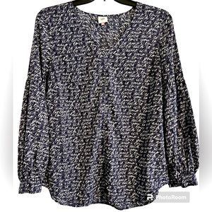 V Neck Puff Sleeve Blouse